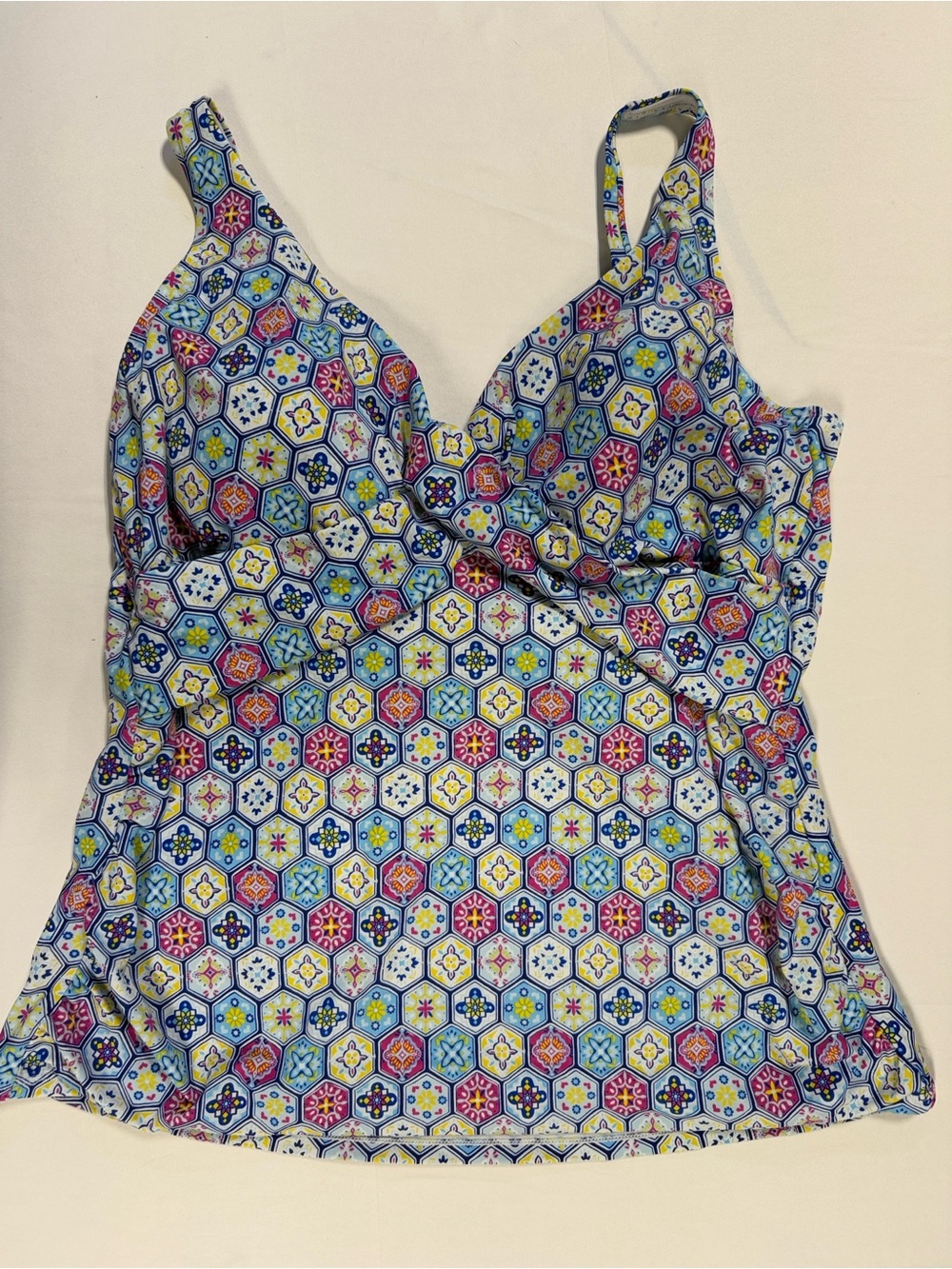 Bal Harbour XXL 20 Tankini Top Colorful Geometric Print Swim